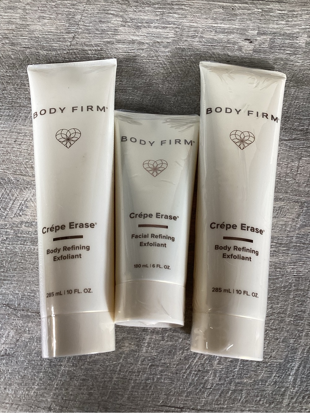 Crepe Erase Body Firm 3 Pc Exfoliant Set Body Facial Refining citrus New